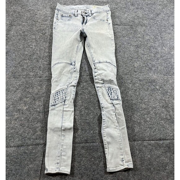 rag & bone Denim - Rag & Bone Jean Intermix Skinny Jeans Women Bleached Biker Moto Denim 26 Stain